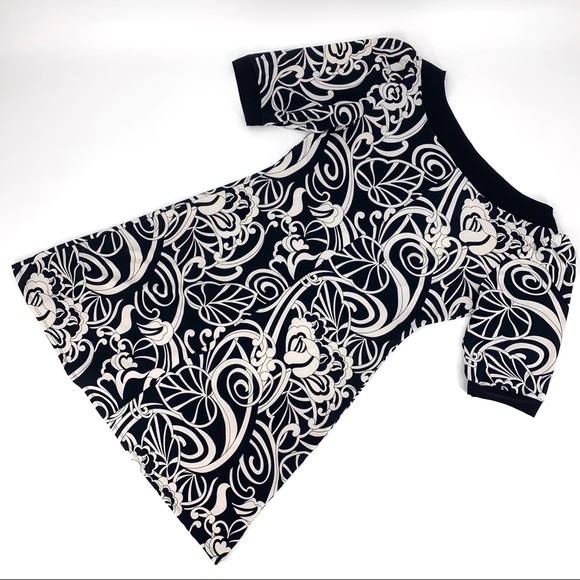 Jessica Petite Black and White Paisley Empire Waist A-Line Dress, 12P - Picture 11 of 16